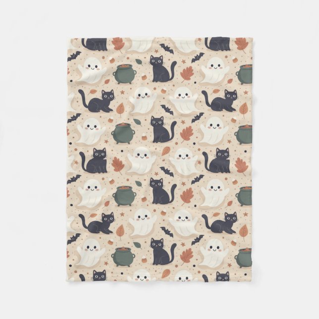 Spooky Seamless Pattern I (Style: 1) Fleece Blanket (Front)