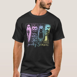 Spooky Season Black Cat Pumpkin Halloween Fall Aut T-Shirt