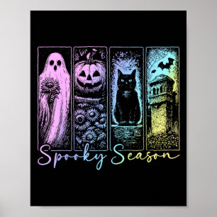 Spooky Season Black Cat Pumpkin Halloween Fall Poster