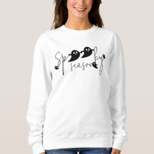 Spooky Season Black Flying Ghosts Script Halloween Sweatshirt