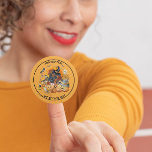 Spooky Season Boxer Dog Halloween Pumpkin Custom Classic Round Sticker