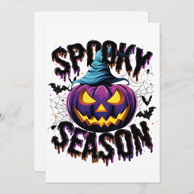 Spooky Season Brew — Pumpkin with a Bite Holiday Card (Front/Back)