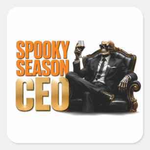 💼 Spooky Season CEO Funny Halloween Boss Quote 🎃 Square Sticker
