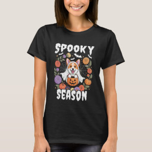 Spooky Season Corgi Dog Ghost Pumpkin Halloween T-Shirt