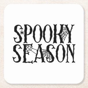 Spooky Season - Creepy Spider Web Halloween Square Paper Coaster