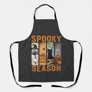 Spooky Season � Cute Ghost, Black Cat, Pumpkin & H Apron