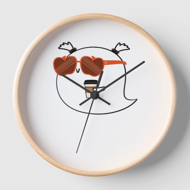 Spooky Season Cute Ghost Classic T-Shirt Clock (Front)