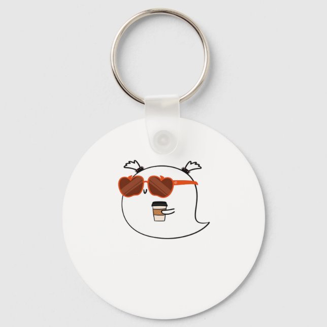 Spooky Season Cute Ghost Classic T-Shirt Key Ring (Front)