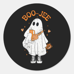 Spooky Season Cute Ghost Halloween Boujee Boo Jee  Classic Round Sticker