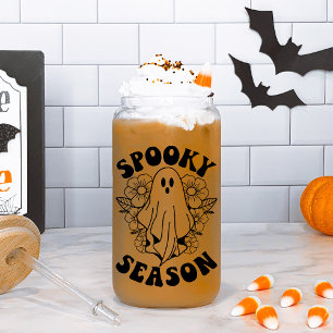 Spooky Season Cute Ghost Halloween Can Glass