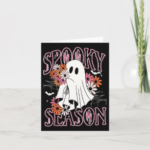 Spooky Season Cute Ghost Halloween Costume Floral Card