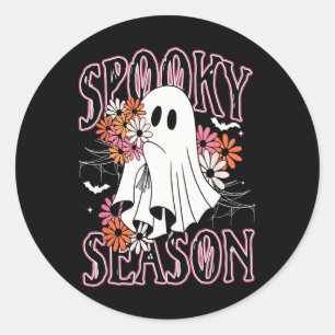Spooky Season Cute Ghost Halloween Costume Floral Classic Round Sticker