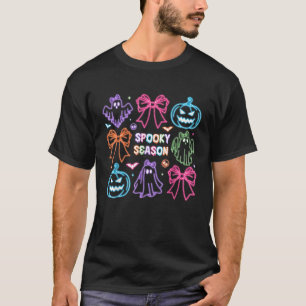 Spooky Season Cute Ghost Neon Halloween Neon Light T-Shirt