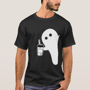 Spooky Season Cute Little Ghost Ice Coffe. Hallowe T-Shirt