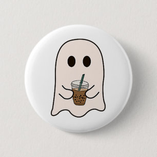 Spooky Season Cute Little Ghost Ice Coffee Hallowe 6 Cm Round Badge