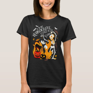 Spooky Season Dancing Skeleton Black Cat Halloween T-Shirt