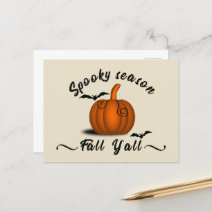Spooky season fall yall holiday postcard