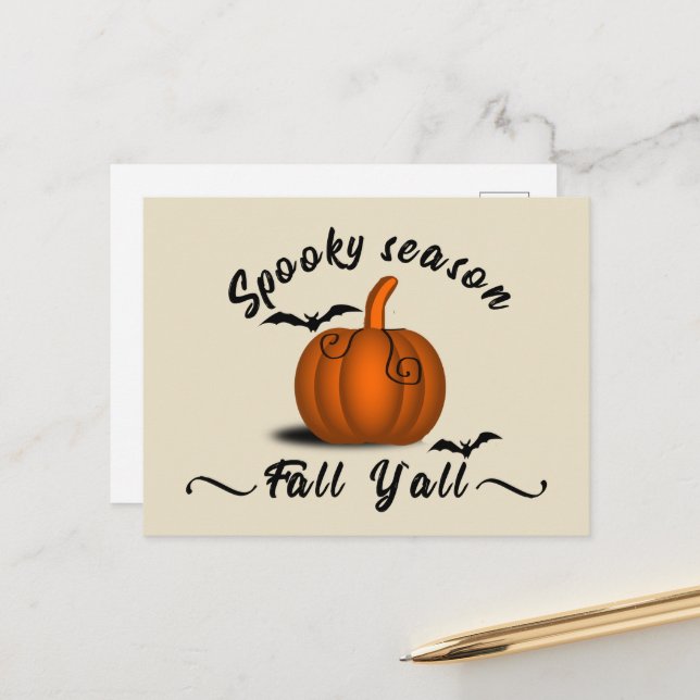 Spooky season fall yall holiday postcard (Front/Back In Situ)