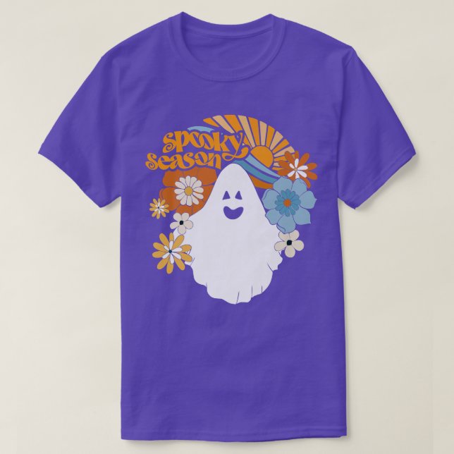 Spooky Season Floral Ghost Sunshine Funny Hallowee T-Shirt (Design Front)