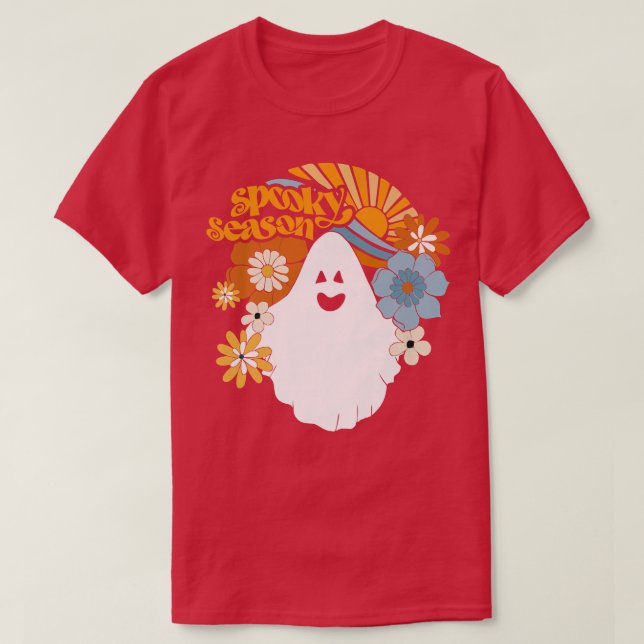 Spooky Season Floral Ghost Sunshine Funny Hallowee T-Shirt (Design Front)