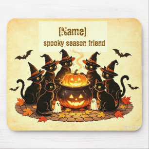 Spooky Season Friend Personalised Halloween Black Mouse Mat