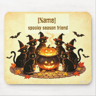Spooky Season Friend Personalised Halloween Black Mouse Mat