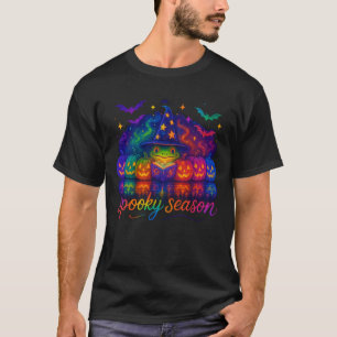 Spooky Season Frog Wizard Halloween Pumpkin Patch T-Shirt