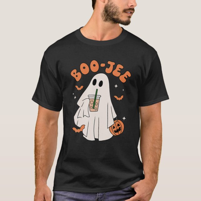 Spooky Season Funny Ghost Halloween Costume Boujee T-Shirt (Front)