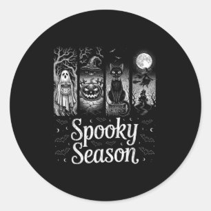 Spooky Season Funny Halloween Boo Witch Cat Pumpki Classic Round Sticker