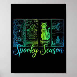 Spooky Season Funny Halloween Boo Witch Cat Pumpki Poster