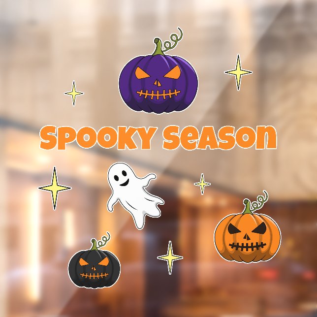 Spooky Season Ghost and Pumpkins Window Cling (Sheet 2)