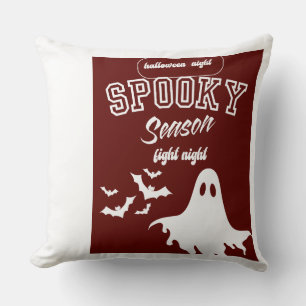 Spooky Season Ghost & Bats Halloween Throw Pillow