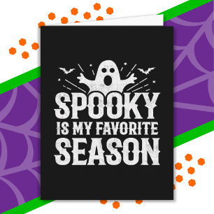 Spooky Season Ghost Bats Scary Happy Halloween Card