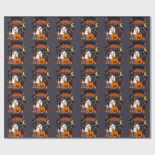 Spooky Season Ghost & Black Cat    Wrapping Paper