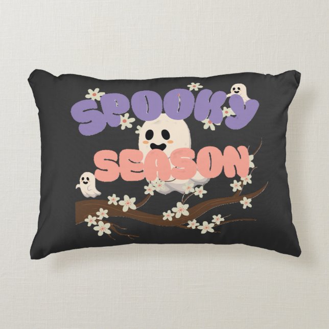 Spooky Season ghost Halloween accent Throw Pillow (Front)