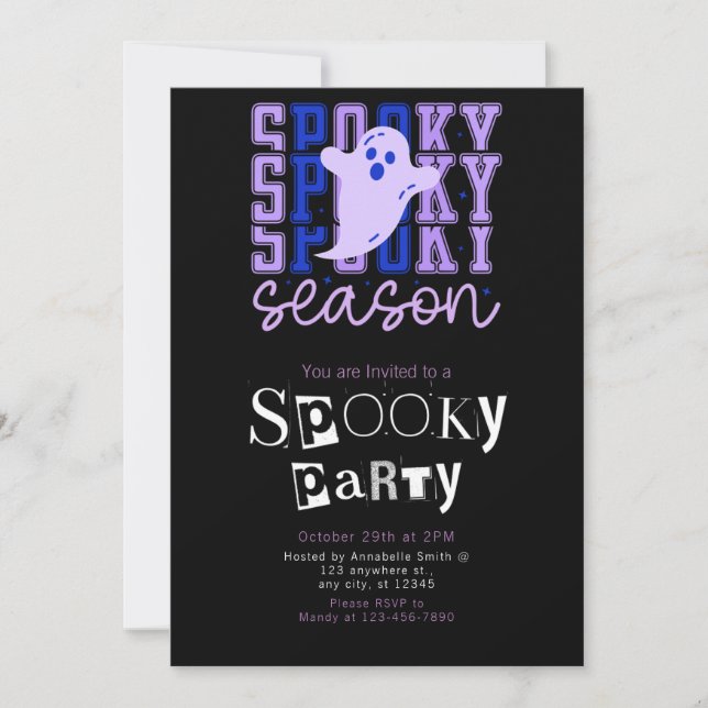 Spooky Season Ghost Minimalist Halloween Party Invitation (Front)