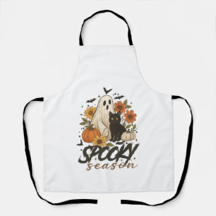 Spooky Season Ghost Retro Spooky Floral Halloween Apron