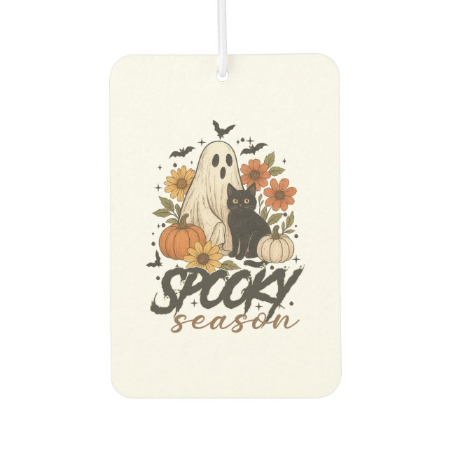 Spooky Season Ghost Retro Spooky Floral Halloween  Car Air Freshener (Front)