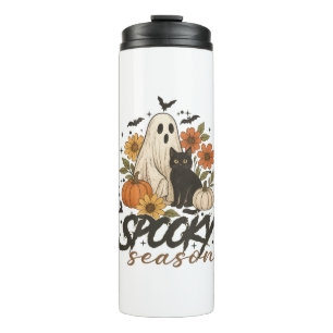 Spooky Season Ghost Retro Spooky Floral Halloween  Thermal Tumbler