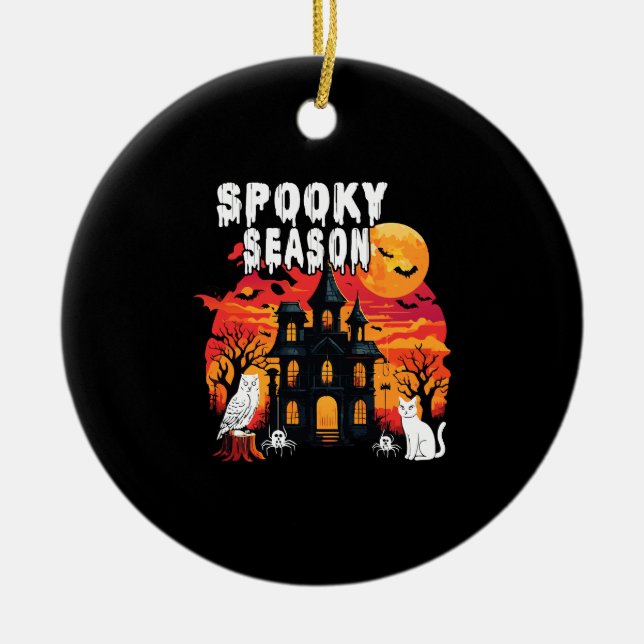 Spooky Season Halloween (2) Ceramic Tree Decoration (Front)