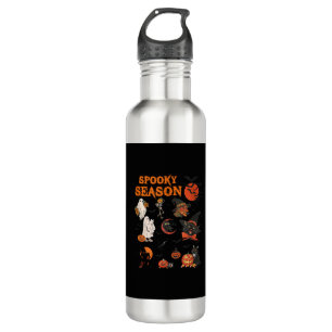 Spooky Season Halloween Black Cat Witch Ghost Pump 710 Ml Water Bottle