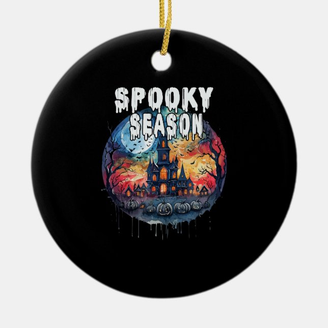Spooky Season Halloween Ceramic Tree Decoration (Front)