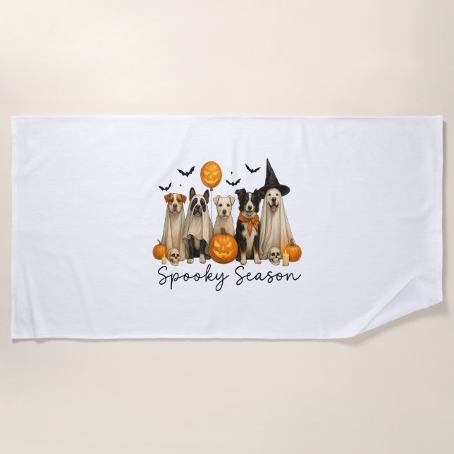 Spooky Season Halloween Dog Beach Towel (Front)