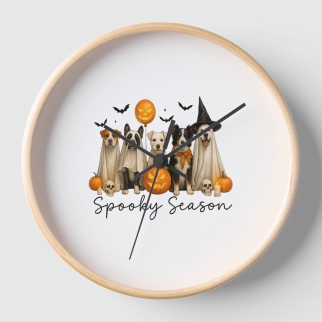 Spooky Season Halloween Dog Clock (Front)