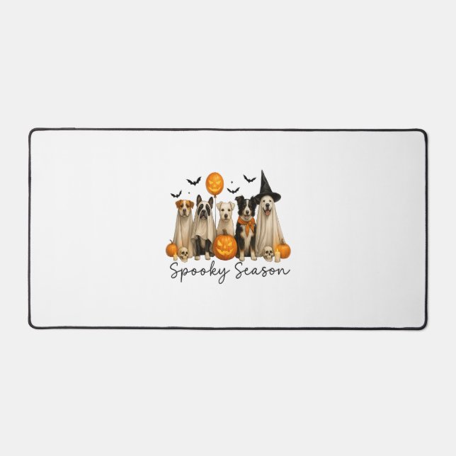 Spooky Season Halloween Dog Desk Mat (Front)