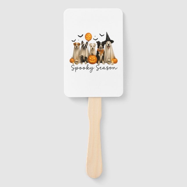 Spooky Season Halloween Dog Hand Fan (Front)
