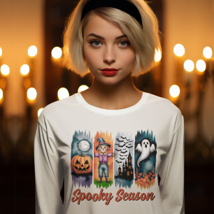 Spooky Season Halloween Fall Autumn Brush Strokes T-Shirt