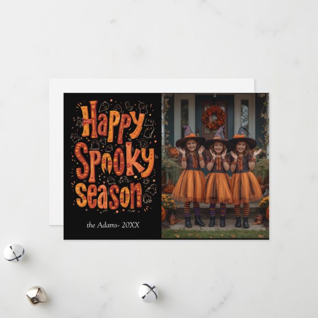 spooky season,Halloween Family Photo Holiday Card (Front/Back In Situ)