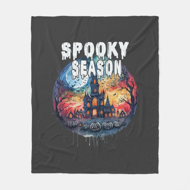 Spooky Season Halloween Fleece Blanket (Front)