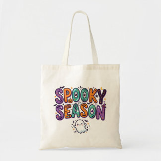Spooky Season Halloween Ghost Bats Candy Tote Bag